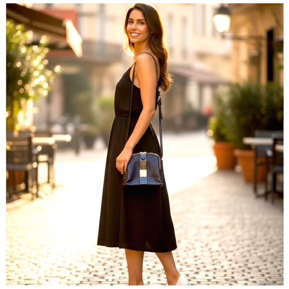 Vintage HCL Leather Crossbody Bag W/ Gold Accents - Picture 3 of 13